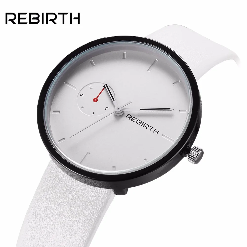 

REBIRTH Fashion Man Women Simple Lover Lady Casual Leather Straps Clock Male Female Business Waterproof Wrist Quartz Sport Watch
