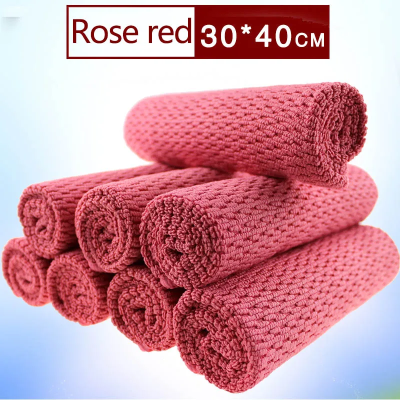 1 шт. Чистящая тряпка полотенце толще абсорбент портативный легко чистящие салфетки из микрофибры настольные оконные инструменты - Цвет: rose red S