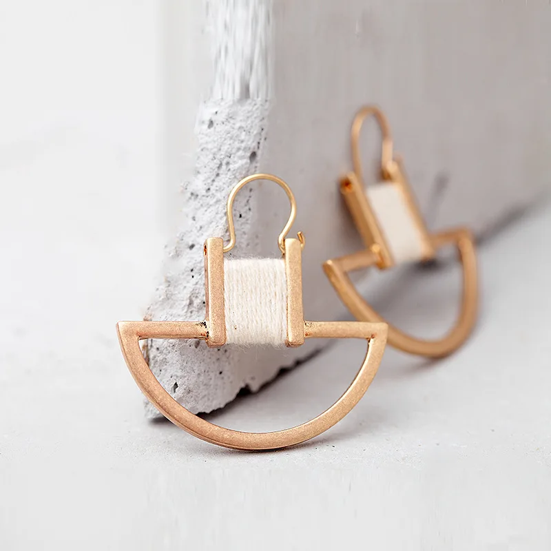 

1Pair Bohemia Vintage Hand Made Rope Geometry Earring for Women RoHS Alloy Simple PendientesManual Winding Earrings Female