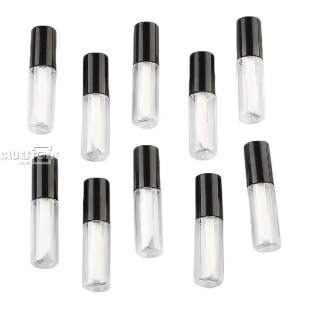 10pcs Black 1.2ml Lip Balm Cute Bottle Empty Cosmetic Container Tube