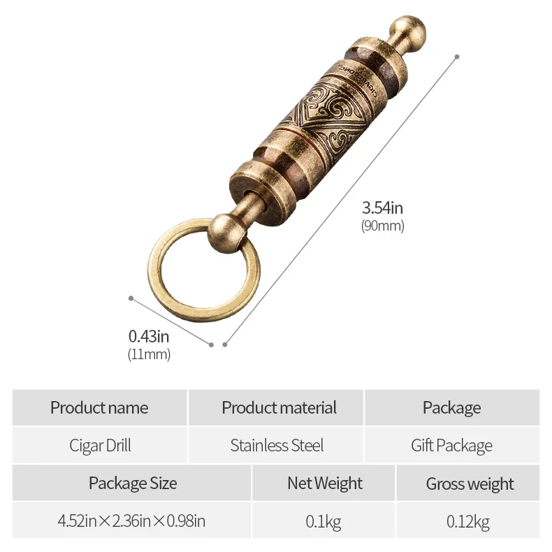 Дырокол для сигар Винтаж бронза сигары резак два размера сверло для сигары функция отверстия