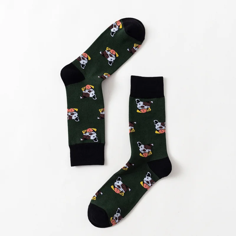 Женские носки скейтборд собака детская одежда с мультяшными узорами искусство Mid Sox эластичность мягкие дышащие хипстерские носки женские повседневные - Цвет: Зеленый