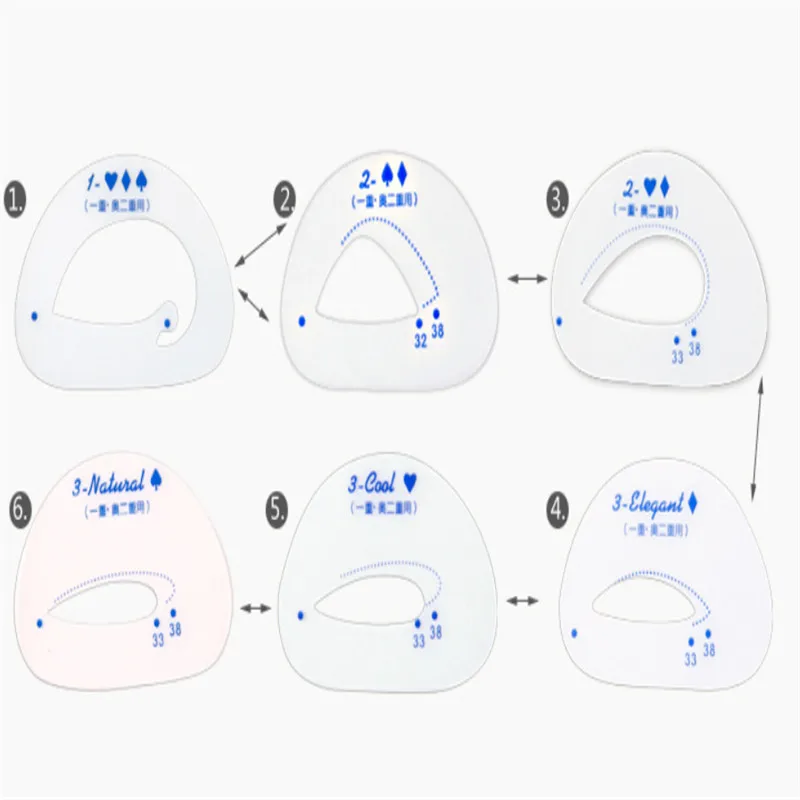 6 шт./партия, сделай сам, трафарет для бровей, карандаш для глаз, трафарет для глаз, косметика, макияж, линия для бровей, карта, трафарет для бровей