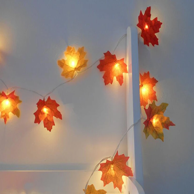 Led Light String Maple Leaf Fairy Garland String Light 1234M AA Battery Operated Fall Garden Home Christmas Tree Lighting (6)