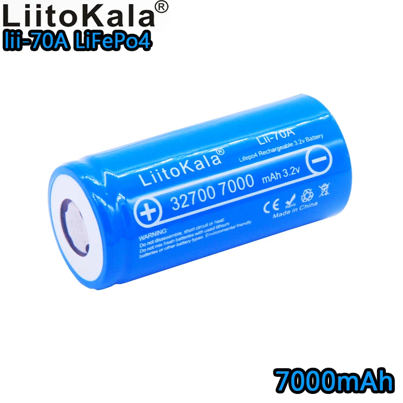 

LiitoKala lii-70A LiFePo4 7000 mAh 3.2 V lithium iron phosphate 32700 rechargeable battery for flashlight battery