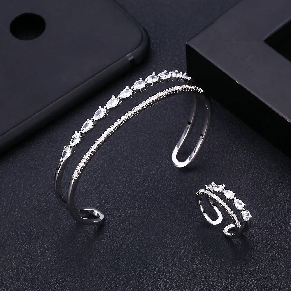 

JaneKelly fashion water drop shape gold jewelry bracelets & bangles for Women Wedding brincos para as mulheres