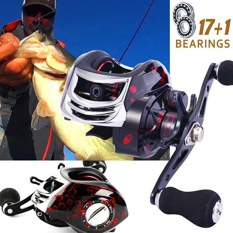 Sougayilang Baitcasting الصيد بكرة-17 + 1 محامل 7.2: 1 والعتاد نسبة-المغناطيسي ضبطها المزدوج الفرامل-ضوء السلس قوية جدا