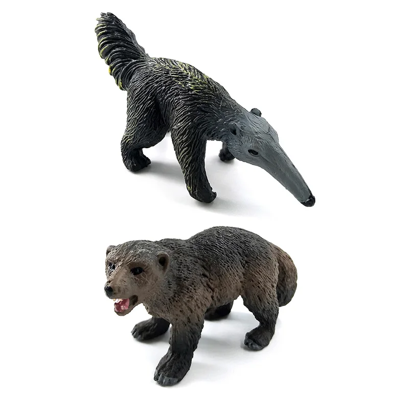 Моделирование леса диких животных модель один кусок Барсук Росомаха Anteater Beaver Bear фигурка ПВХ игрушка фигурка подарок для детей - Цвет: 2 Pcs as picture