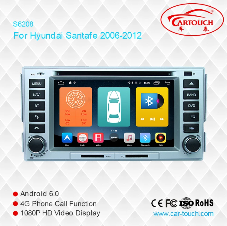 Автомобильный DVD плеер для HYUNDAI/SANTA FE 6 2 2006 два Din 2012 дюйма с GPS навигацией Bluetooth 1080P