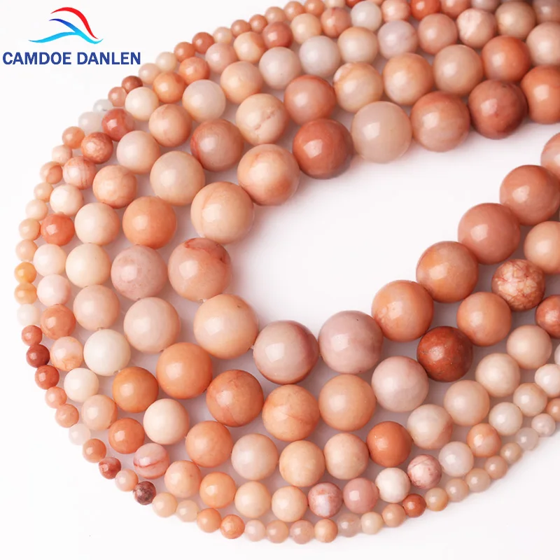 

CAMDOE DANLEN Natural Stone Beads Pink Aventurine Jader Loose Beads 4 6 8 10 12 MM Fit DIY Charms beads For Jewelry Making