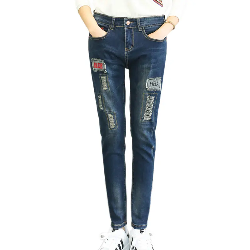 Elastic Winter Plus Velvet Boyfriend Ripped Jeans For Women Skinny Jeans Plus Size 5XL Pencil Jeans
