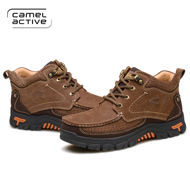 Camel Active New Genuine Leather Hiking Shoes Man Tactical Boots