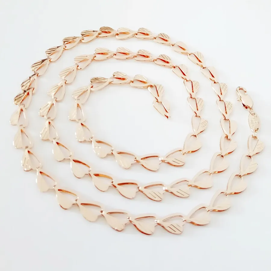 Женское ожерелье 585 розовое золото ожерелье 70 см длинное ожерелье дизайн для женщин сердце звено цепи ожерелье