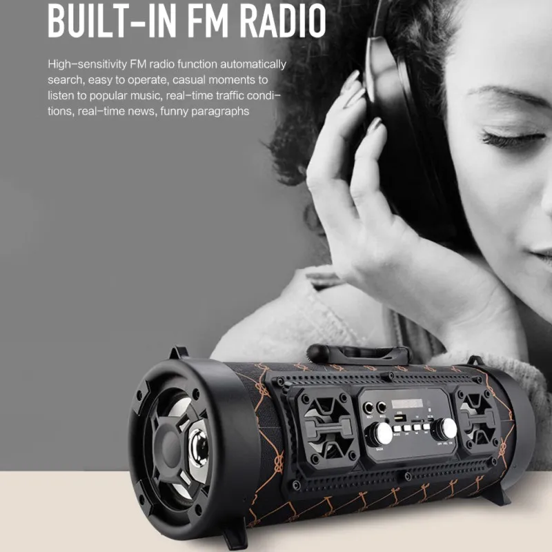 

Portable Hifi Bluetooth Speaker FM Radio Move KTV 3D Sound system Sound bar subwoofer portable column bluetooth speaker FM radio
