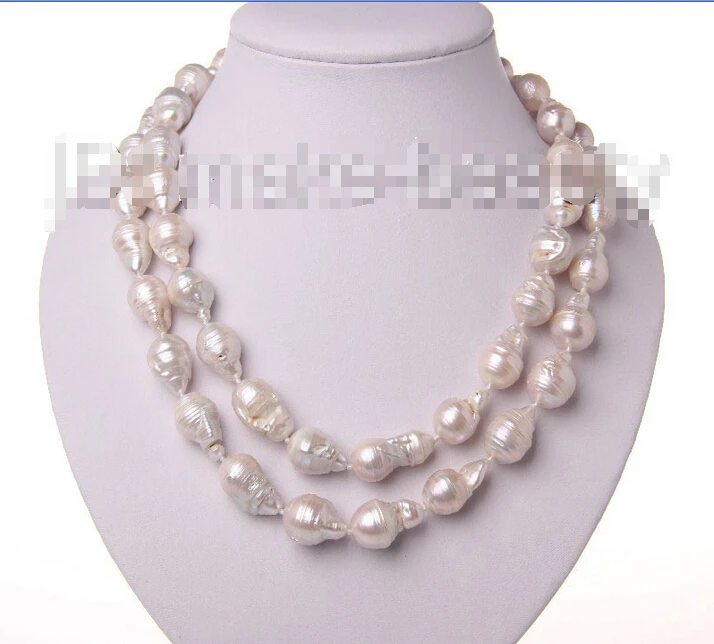 

Free shipping >>>>>>2rows big 22mm baroque white keshi reborn freshwater pearl necklace h1468