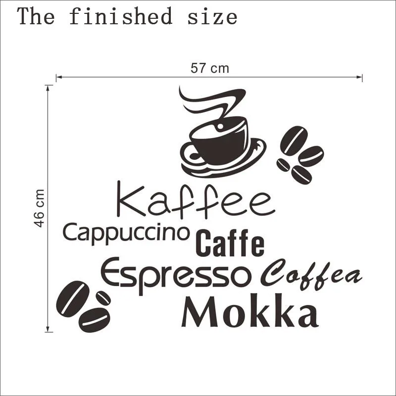 Модные Kaffee капучино Caffe буквы наклейки на стены дома Кофе магазин Украшения для кухни Diy виниловые наклейки декоративные печати плакат