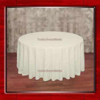 

Hot Sale 120"R Ivory 210GSM Polyester plain Table Cloth For Wedding Events & Party Decoration(Supplier)