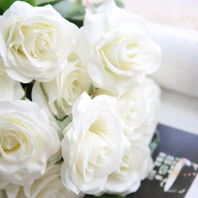 YO CHO настоящая сенсорная шелковая искусственная Роза, цветы, шелковая склейка, искусственная кожа, искусственный цветок, украшение дома, Свадебная вечеринка, сад, букет невесты - Цвет: white
