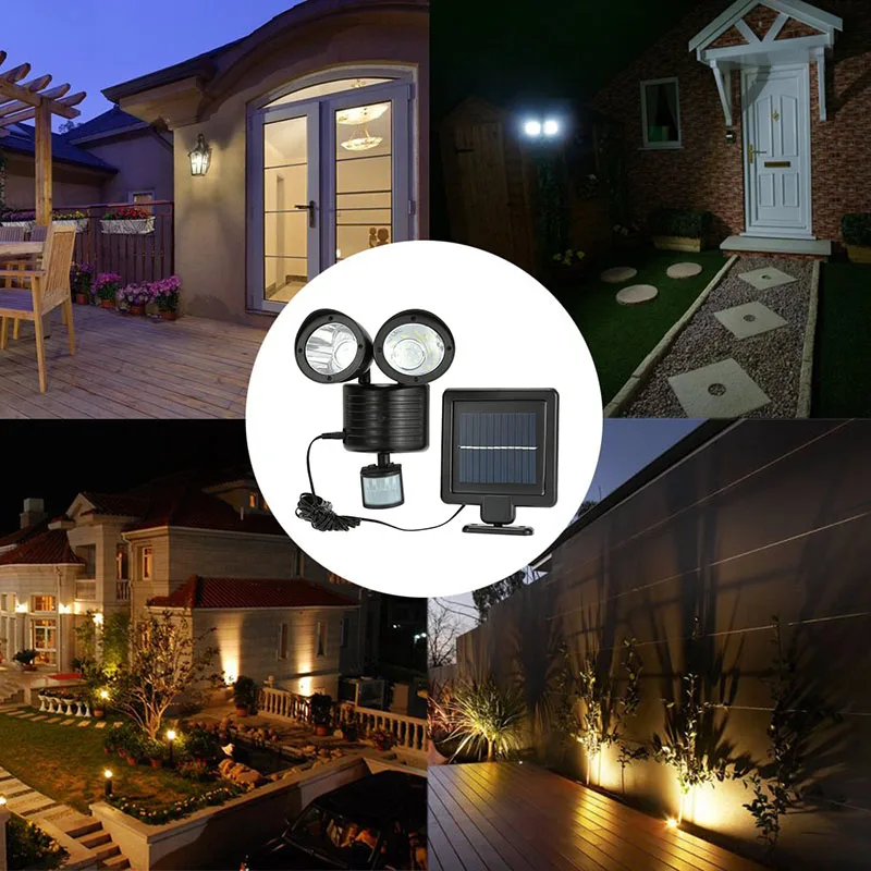 

22 LED Dual Security Detector Solar Spot Light Motion Sensor Outdoor Waterproof Floodlight JA55