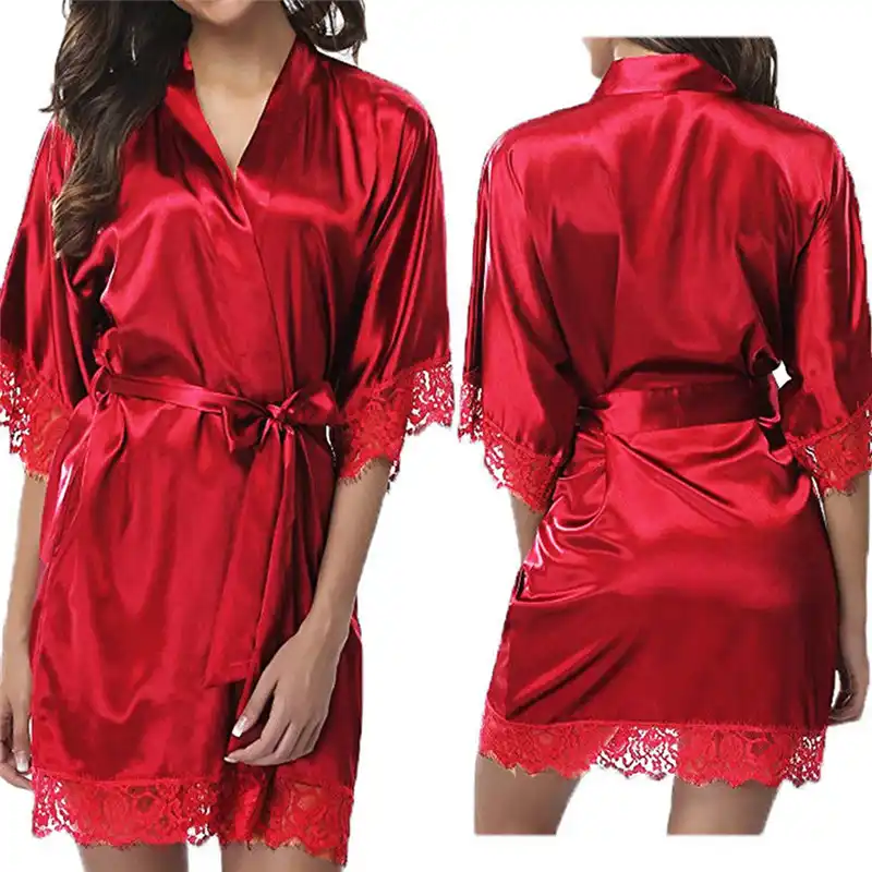 Short satin dressing gown Clearance