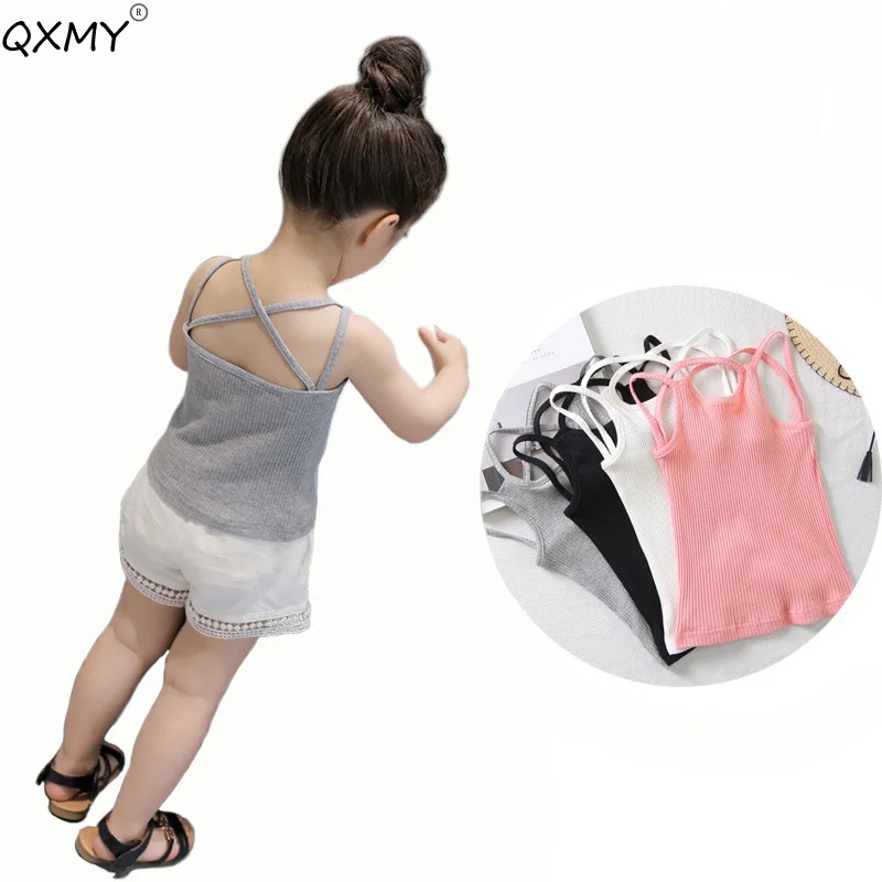 Summer Style Girl Underwear Kids Clothes Cotton Tops backless Girls Camisole Baby Undershirt