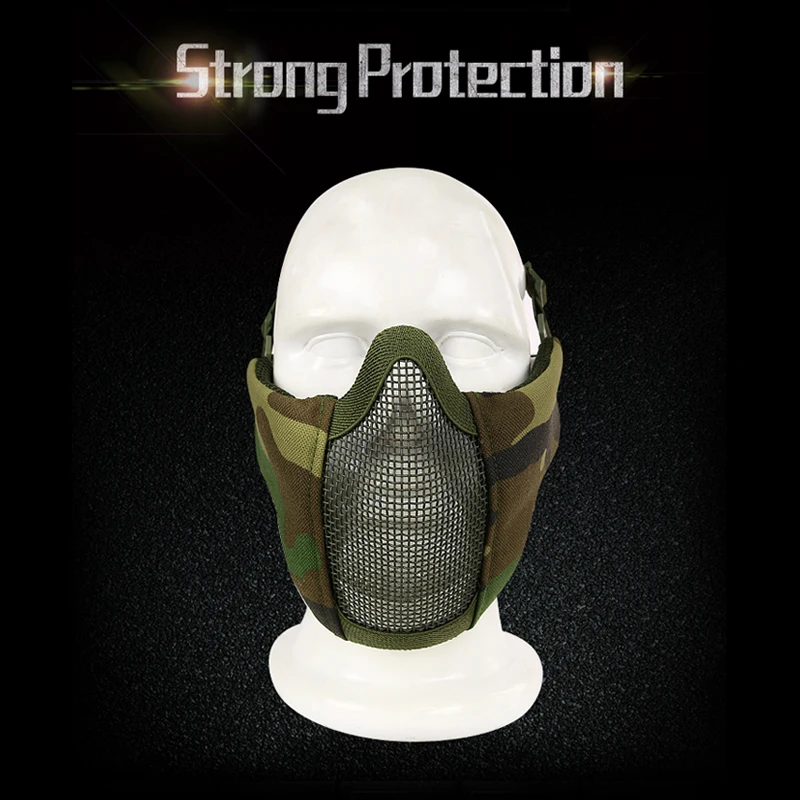 Тактические страйкбольные полумаски для лица велосипедная защитная маска Складная низкоуглеродистая стальная сетка Военная Пейнтбольная Охота CS