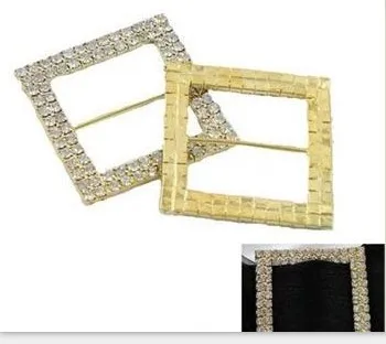 

50mm square rotundity crystal rhinestone buckle for wedding invitation card Napkin buckle, ribbon clasp, silver gold button