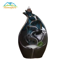 Free Gift Waterfall Incense Burner With 10 Cones Ceramic Incense Holder Smell Aromatic Home Office Incense Crafts Incense Holder