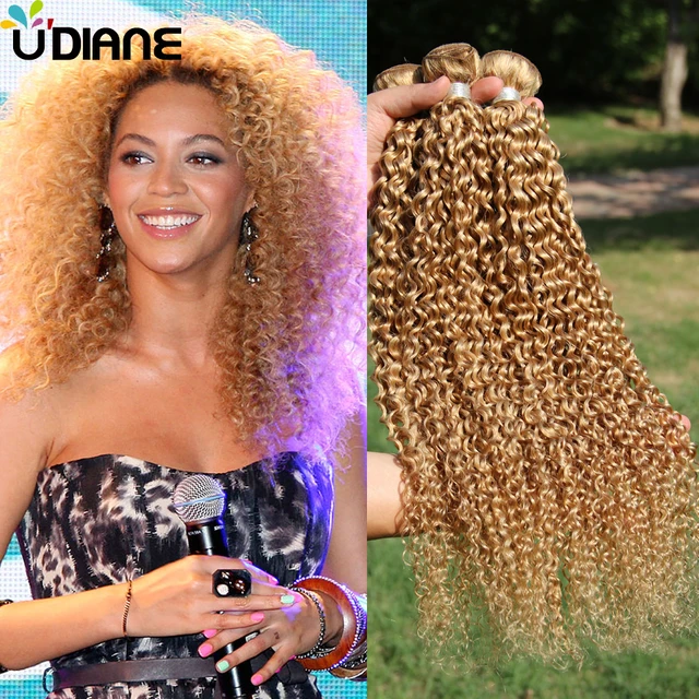 4pcs Curly Blonde Hair Extensions Virgin Brazilian Blonde Hair Weave 10 26inch Colored 27 Honey 