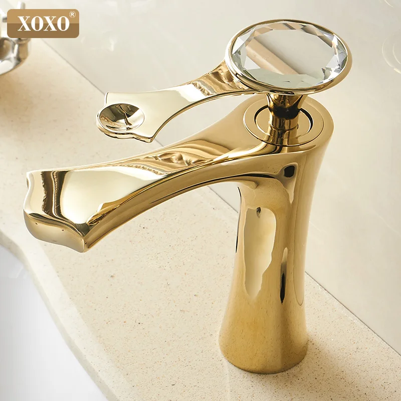 Preise XOXO Becken wasserhahn moderne diamant schwarz und gold waschbecken armaturen in die bad wasserhahn mischbatterie 20085G