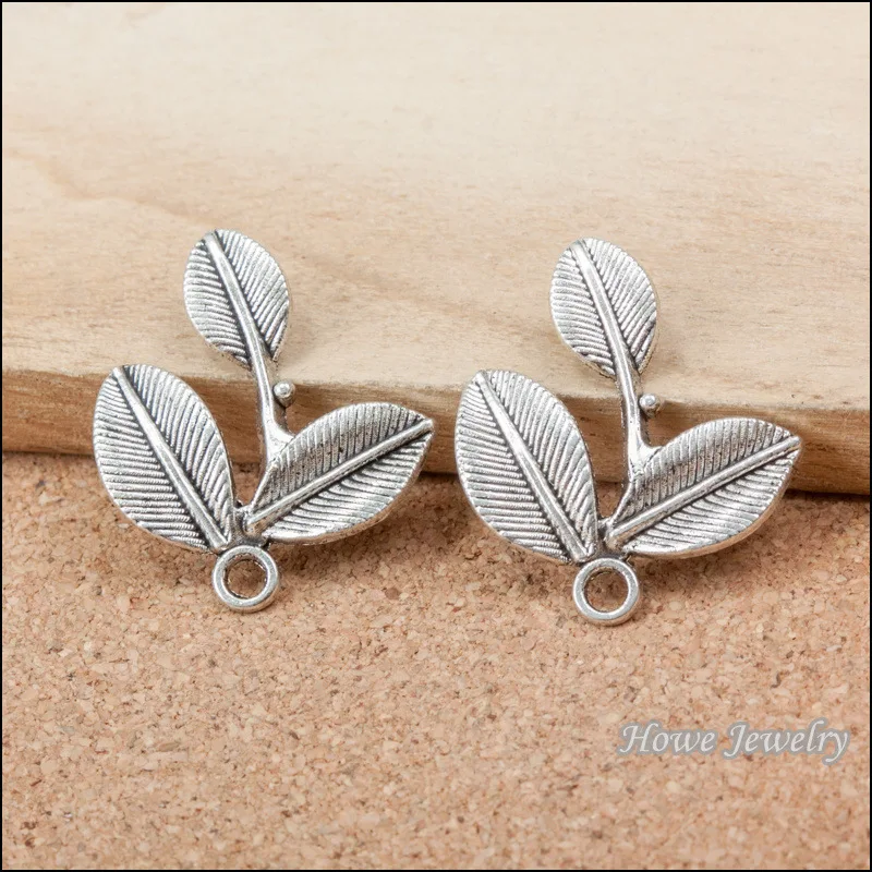 

50Pcs 27*23mm Antique Silver color Leaf Charms Pendant Jewelry Making wholesale freeship