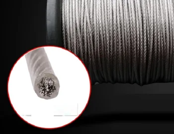 

0.8--1.2MM 100--200M, 7X7 304 stainless steel wire rope with PVC coating softer fishing coated cable cloth line boatpart