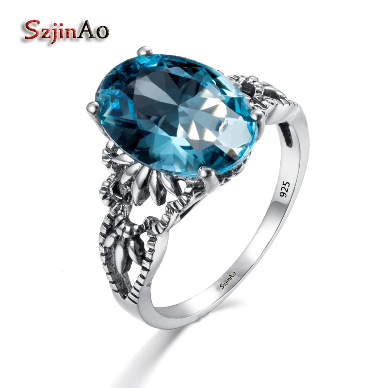 

Szjinao High Quality 100% 925 Sterling Silver Skull Ring For Women Aquamarine Gothic Style Turkey Luxury Jewelry Gift Clamor