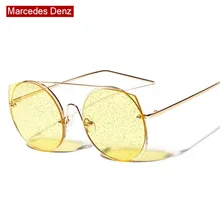 Новые солнцезащитные очки «кошачий глаз» Для женщин модные Винтаж Цветной океан объектива Круглые Солнцезащитные очки UV400 прозрачный вогнуто-Выпуклое стекло, De, женские очки с оправой