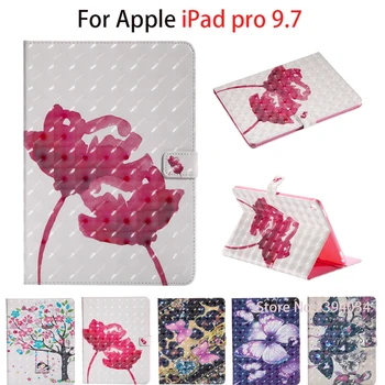 

3D Colorful Case For Apple iPad pro 9.7 Smart Case Cover Tablet Fashion Cartoon Silicone PU Leather For ipad Pro 9.7" 2016