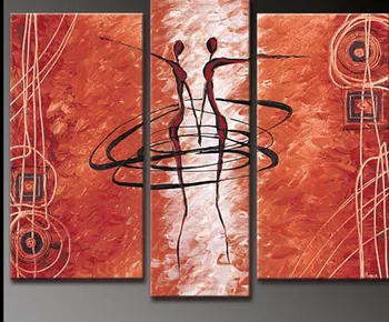 

100% Hand Painted Abstract Oil Painting The Dancers 3 Piece Canvas Wall Art Home Decoration Pictures High End Unique Gifts