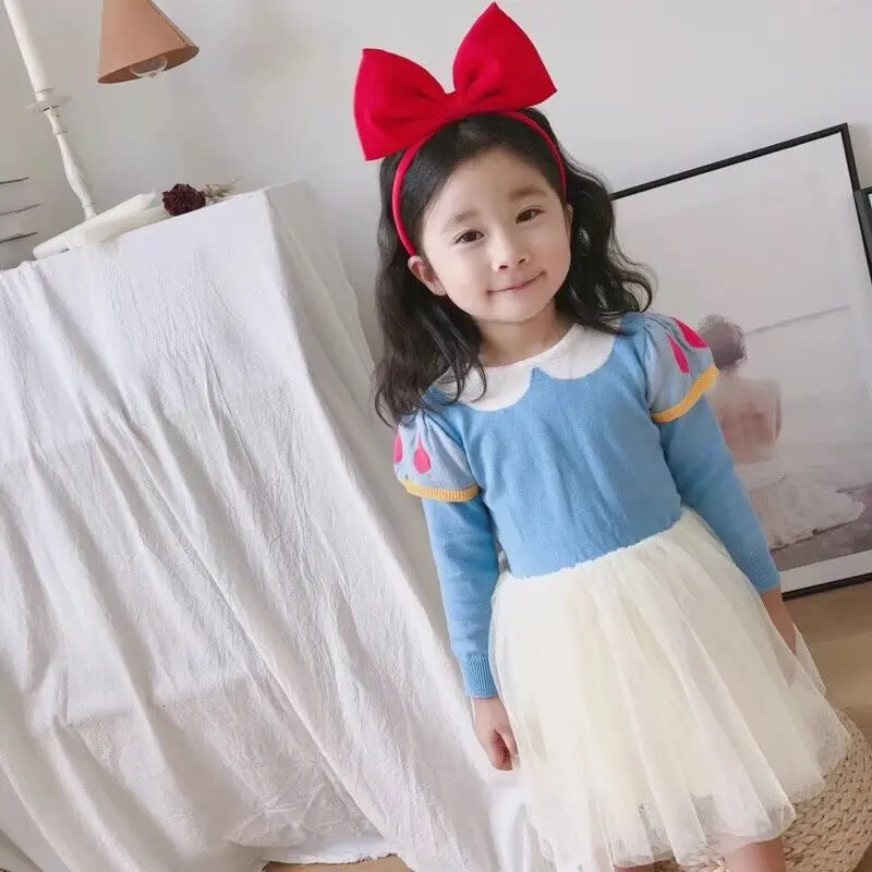 2018 New Arrival Baby Girl Snow White Princess Dress Sweater Dress Long