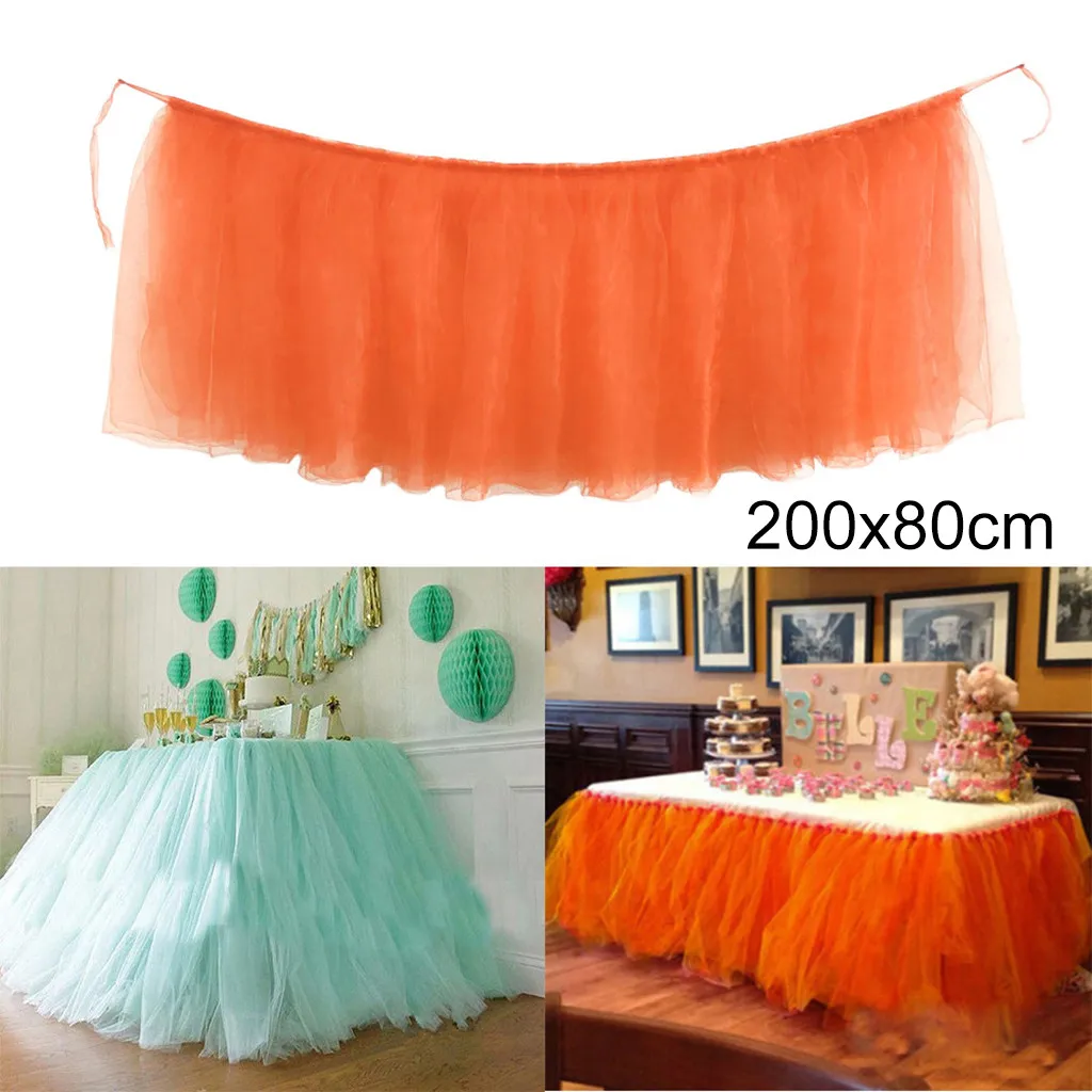 

Dropshipping 1PC Tulle Tutu Table Skirt Tulle Tableware for Birthday Wedding Festive Party Decor Table Skirting Table Cloth