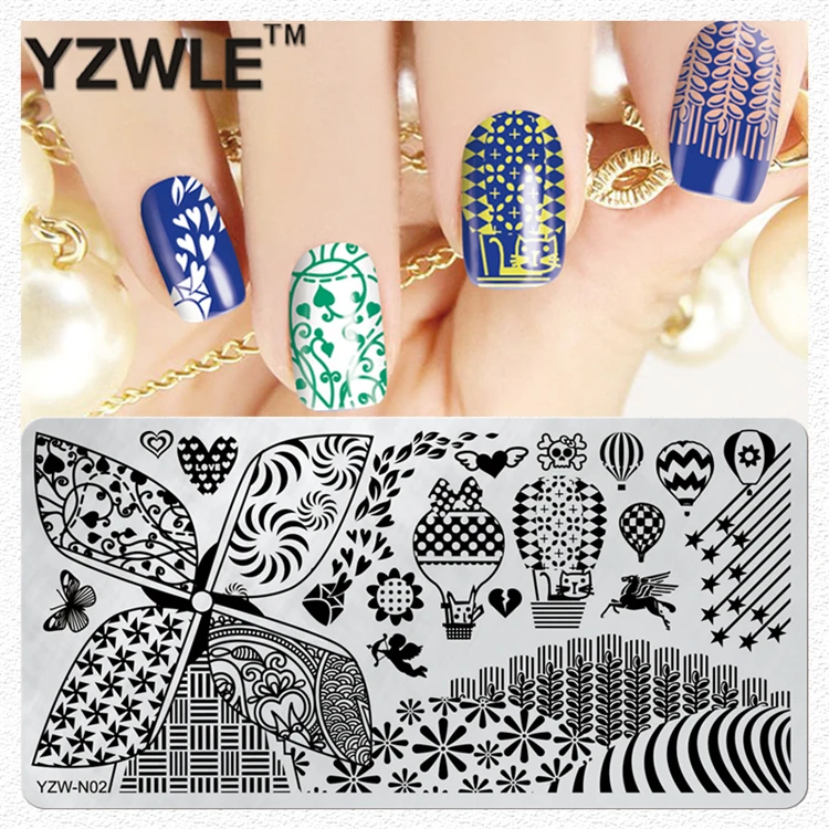 

YZWLE 6cmx12cm Series Stainless Steel DIY Stamping Nail Art Image Plates Template For Manicure Salon #YZW-02