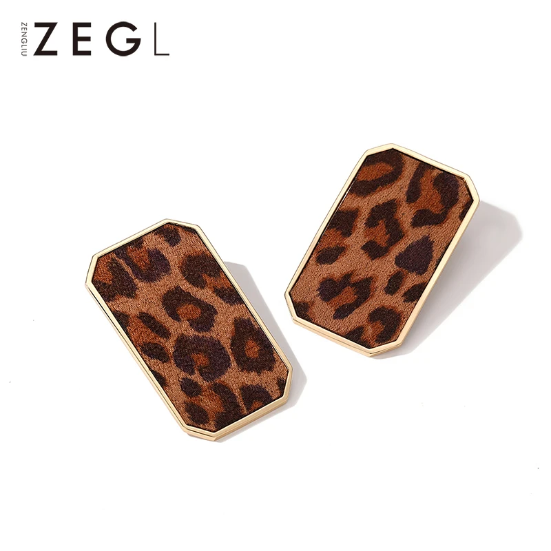 

ZEGL leopard geometric earrings female personality exaggerated retro big earrings female eardrop