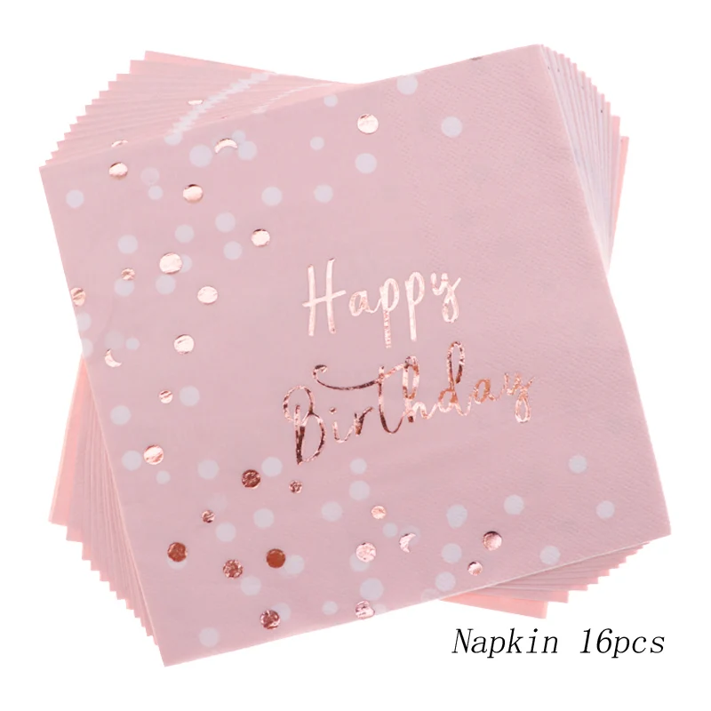 16pcs / pink gold gilding paper napkin wedding birthday party supplies home decorations tableware paper towel favor