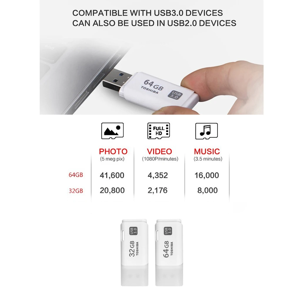 TOSHIBA 32 Гб 64 Гб USB 3,0 U диск U301 USB флэш-диск USB флеш-накопитель USB3.0 Флешка для ноутбука/рабочего стола/телевизора/автомобиля