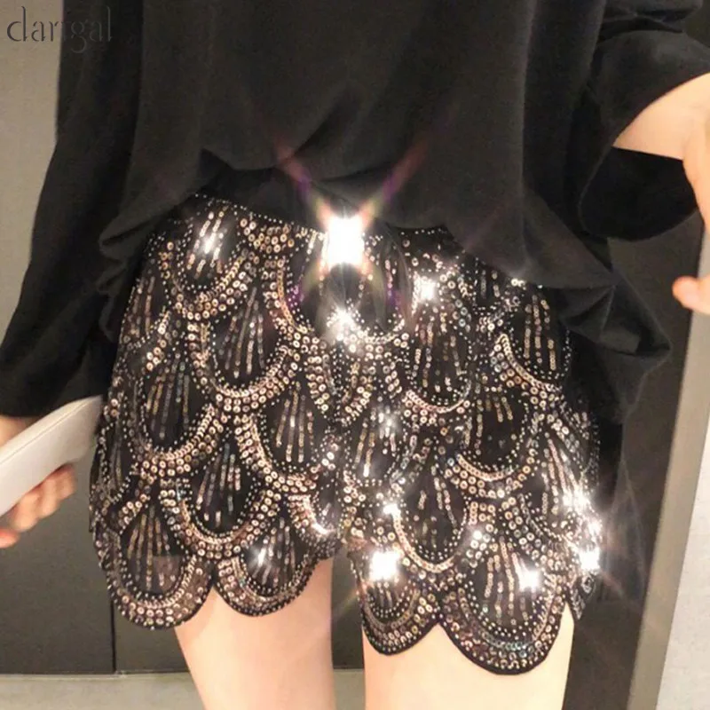 Dangal Женская юбка с пайетками Соблазнительные мини-юбки Sequin юбка вечерние Вечеринка короткая Клубная облегающая Геометрическая белая черная серебряная