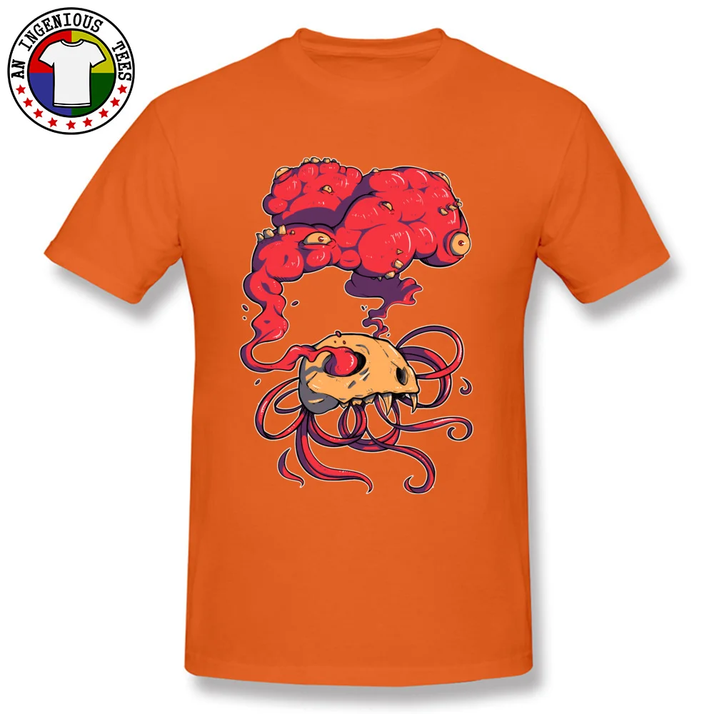 Casual Skull and guts O-Neck T-shirts ostern Day Tops Tees Short Sleeve for Men Prevailing All Cotton comfortable Top T-shirts Skull and guts orange
