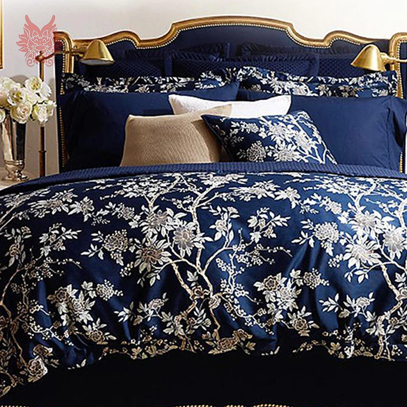 527.3US $ |Home textile royal blue plant print bedding sets