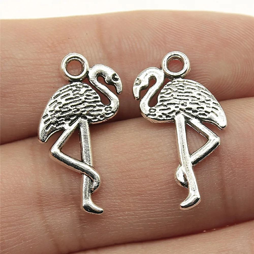 

WYSIWYG 20pcs 23x12mm Pendants Antique Silver Color Flamingos Charm Flamingos Pendants Flamingos For Jewelry Making
