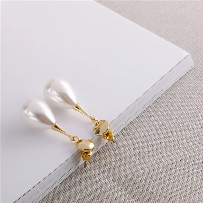 Clip Earrings Waterdrop Pearl Clip On Earrings Charm Pendant Simulated Pearl Geometric No Pierced For Women Wedding jewelry