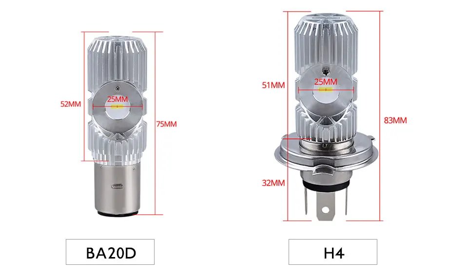 LED H4 P43t HS1 LED BA20D H6 Motorcycle Headlight Bulb 2400Lm HI-LO Lamp Scooter Accessories Moto DRL Lights For Suzuki 12V  (4)
