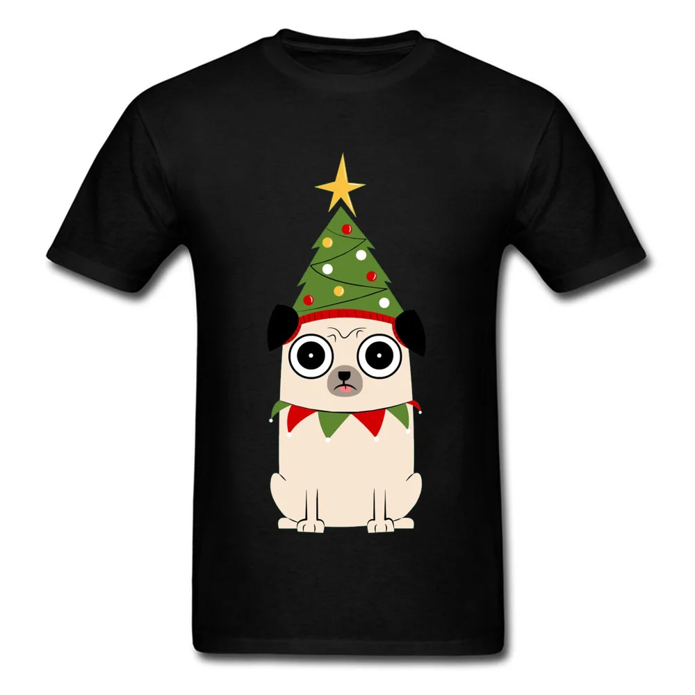 Christmas-Pug Cotton Fabric Male Short Sleeve Tops Tees 3D Printed Summer Tshirts Design Tee Shirts Fitted Round Neck Christmas-Pug black