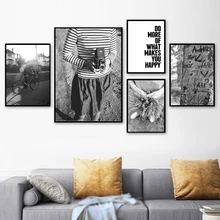 Girl Black White Photo Wall Art Canvas Painting Nordic Posters And Prints Scandinavian Wall Pictures For Living Room Home Decor
